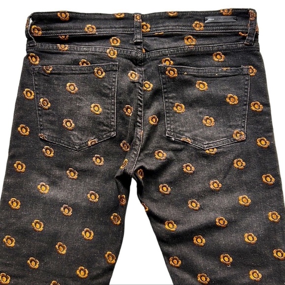 Pilcro Anthropologie | Embroidered Slim Straight Jeans Floral Black 27 - Picture 4 of 10